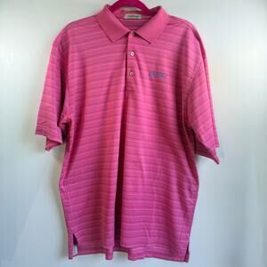 Peter Millar Sea Island Polo Shirt Mens Large L Pink Blue Stripe Golf